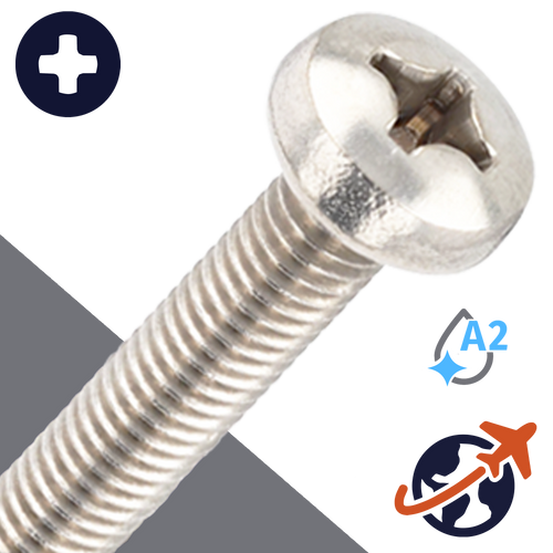 M6X1.0 Phillips Pan Head - A2 Stainless DIN 7985
