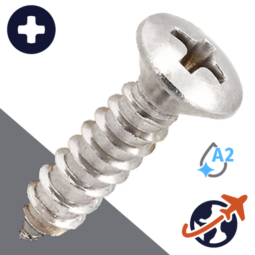 M4.2 Phillips Oval Tapping - A2 Stainless DIN 7983-C