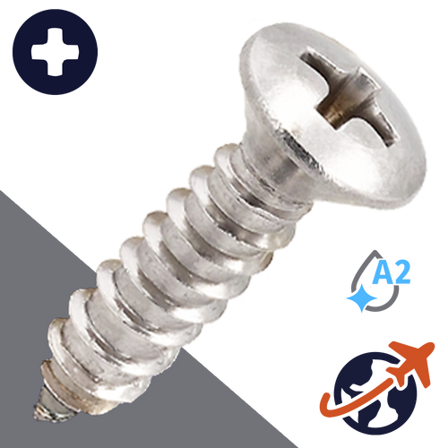 M5.5 Phillips Oval Tapping - A2 Stainless DIN 7983-C