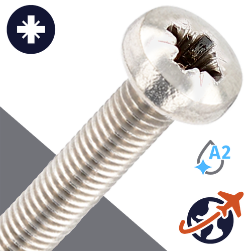 M5X0.8 Pozidrive Pan Head - A2 Stainless DIN 7985-PZ
