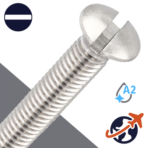 M10X1.5 Slotted Oval Head - A2 Stainless DIN 964