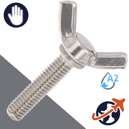 M5X0.8 Wing Bolt American Style - A2 Stainless Steel