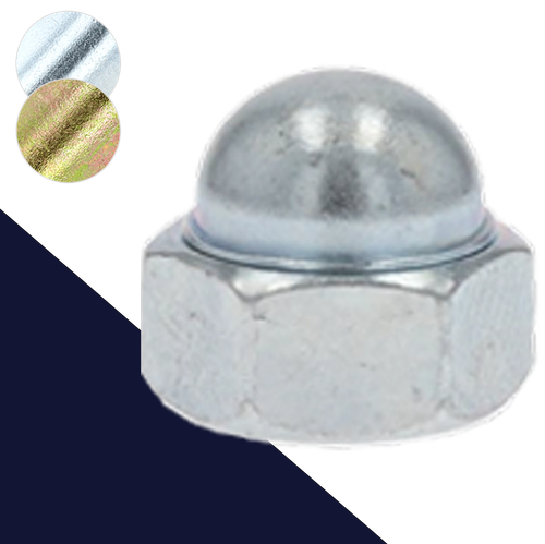 Low Acorn Nut, Coarse,Steel, Zinc Plated,Special Low Height