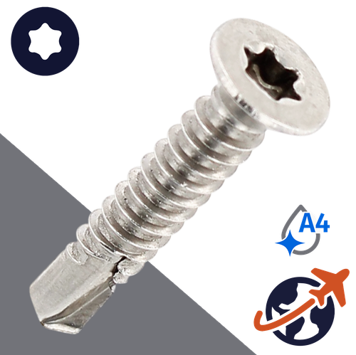 M3.9 Torx Flat Self Drilling - A4 Stainless DIN 7504-O
