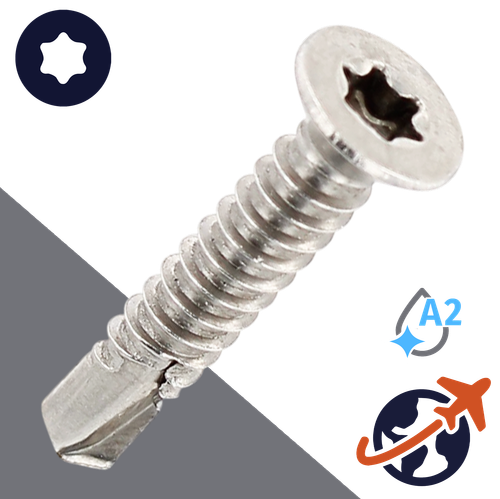 M4.2 Torx Flat Self Drilling - A2 Stainless DIN 7504-O