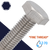M10X1.0 Hex Head Cap Screw - A2-70 Stainless DIN 961