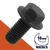M6X1.0 Flange Bolt,A2-70 Stainless + Black Ox,DIN 6921 / 10mm Wrench
