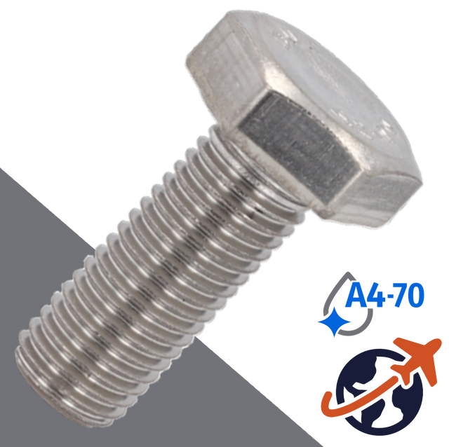 M33X3.5 Hex Head Cap Screw - A2-70 Stainless DIN 931/933 - BelMetric