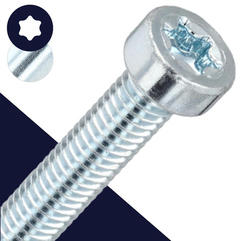 M8X1.25 Torx Socket Low Head 8.8 Zinc Coarse ISO 14580 - BelMetric