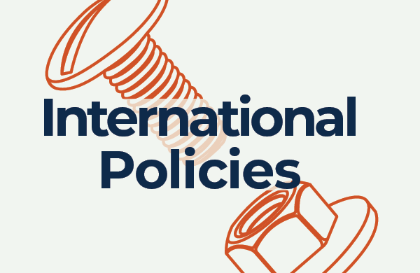 International Policies with fastener illustration background