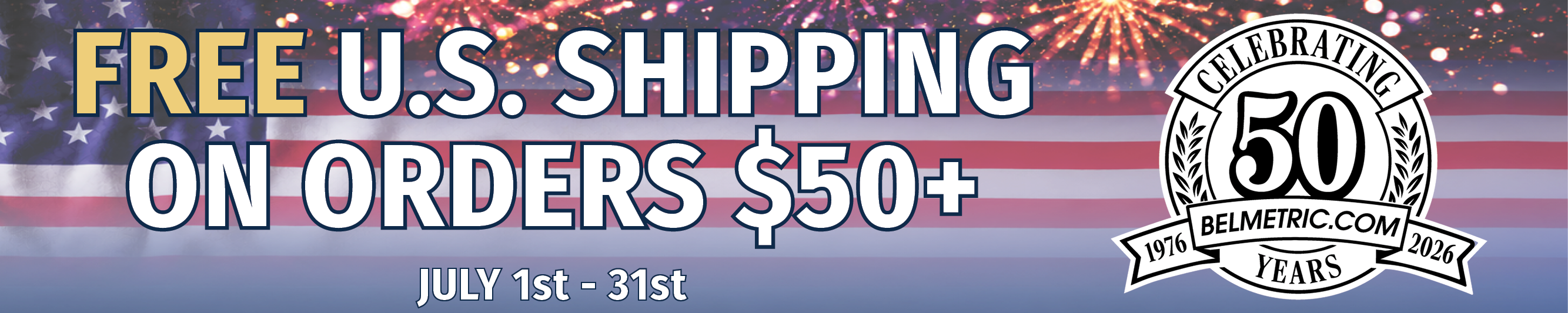 Free US shipping on orders over $50 throughout July.