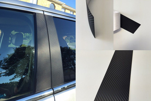 Honda Civic 4DR 2012-2015 Vinyl Black Carbon Fiber Pillar Posts Trim 6PCS