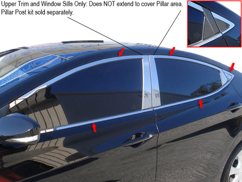 Stainless Steel Chrome Window Trim 10Pc for 2011-2013 Hyundai Elantra WP11341