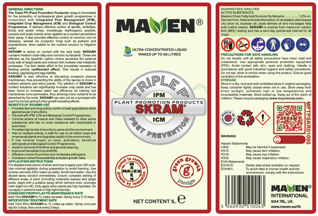 SKRAM Antifeedant Pest Prevention 1 litre bottle label