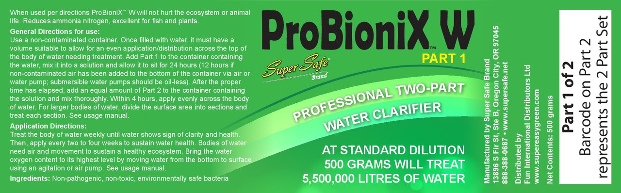 ProBioniX W 2-part Water Clarifier Label