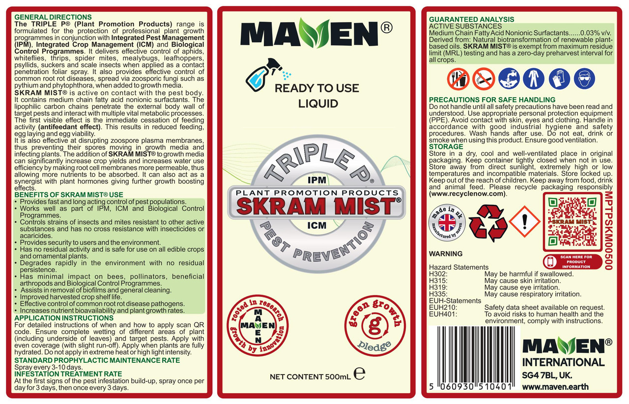 SKRAM MIST Antifeedant Pest Prevention 500ml spray bottle label