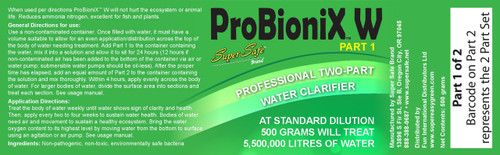 ProBioniX W 2-part Water Clarifier Label