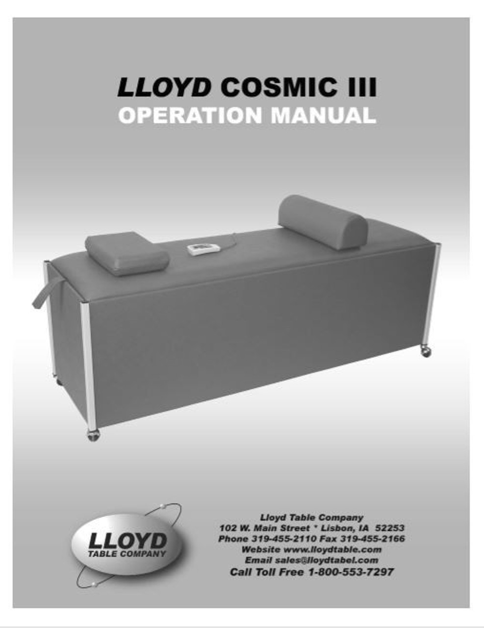 Lloyd Cosmic III IST Operation Manual PDF Download
