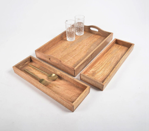 Earthy Mango Wood Nesting Trays (set of 3)