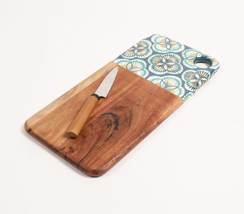 Enamelled Mango Wood Floral Chopping Board