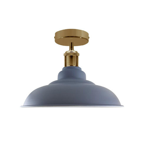 Industrial Vintage Retro Flush Mount Glossy Shade Gray colour Ceiling Light E27 UK~3767