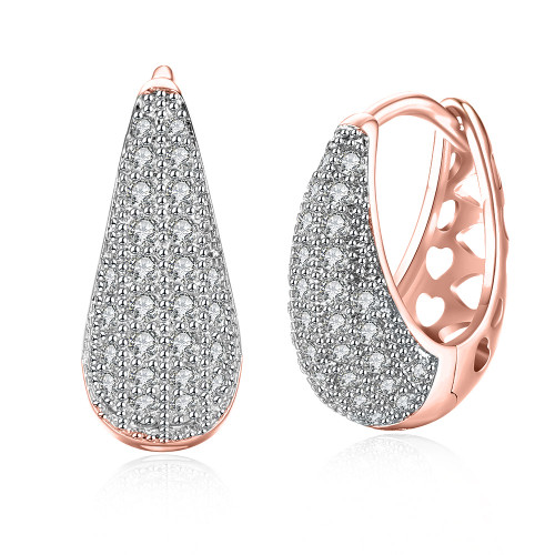 Classic Teardrop Huggie Earring in 18K Rose Gold Plated