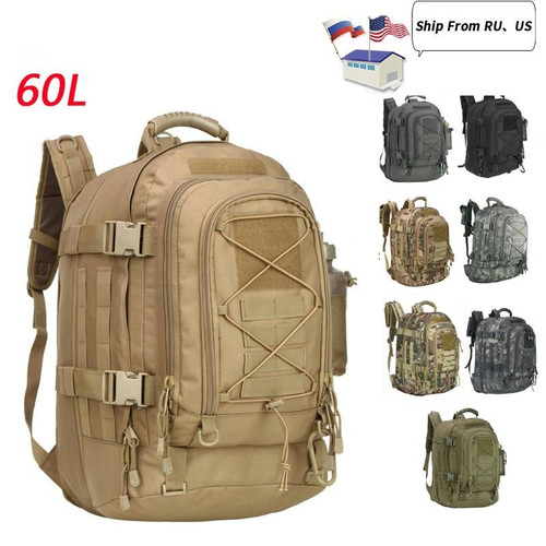 60L Outdoor Military Rucksacks 1000D Nylon Waterproof Tactical Backpack Sports Camping Hiking Trekking Fishing Hunting Bags