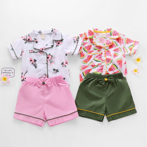 Baby Girls Clothes Set Summer Shorts Outfits For Boys Girls Short Sleeve Kids Clothing 2Pcs Toddler T-Shirt+Pants Button Q30