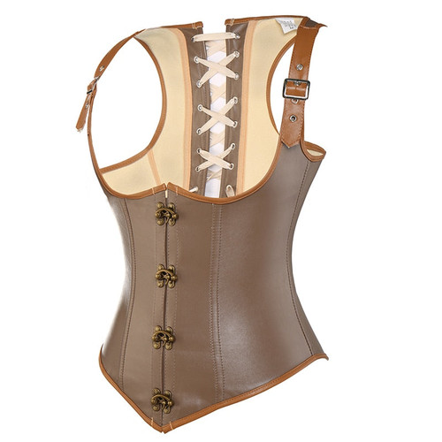 Lace Up Vintage Corset Steampunk Gothic Bustier Steel Boned Underbust Corselet Hourglass Body Shaper Women Costume