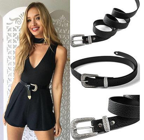 Fashion Women Lady Girl Vintage Metal Buckle Boho Leather Waist Belt Waistband high quality brand waist belt Vintage black