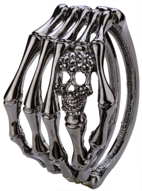 Skull Skeleton Hand Bracelet Bangle Biker Gothic Jewelry Gifts Women Her Girlfriend Antique Silver Color D08