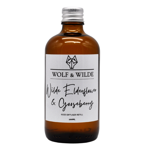 Wilde Elderflower & Gooseberry 100ML Luxury Reed Diffuser Refill In Amber Glass Bottle