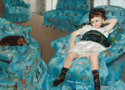 Little Girl in a Blue Armchair - Mary Cassatt - Greetings Card