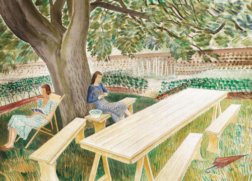 Two Women in a Garden - Eric Ravilious - Greetings Card