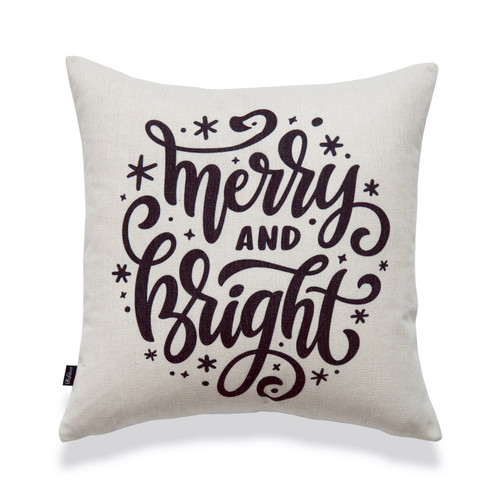 Holiday Pillow Cover, Merry and Bright, 18" x18"