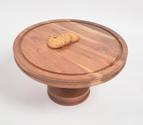 Farmhouse Raw Acacia Wood Cake Stand