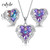 925 Sterling Silver Necklace Earrings Set Embellished with Crystal from Swarovski Fashion Jewelry Heart of Ocean Charm