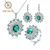 Luxury Nano Emerald Vintage Jewelry Set 925 Sterling Silver Ring Earrings Pendant Sets For Women Fine Jewelry