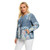 Women's Blouses Plus Size Denim Shirt Spring Shirt Casual Sleeve Shirt Printed Woven Denim Long Sleeve Blouses