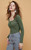 Square Collar Women Green Blouse Shirt Female Elegant  Spring Autumn Sexy Long  Sleeve Tops Ladies Casual Blouses