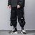 Kanji Ribbons Cargo Pants Men Multi Pockets Harajuku Hip Hop Streetwear Joggers Trouser Techwear Pants