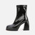 Woman‘s Hot Ankle Boots Basic Modern Boots Patent Leather ZIP Square heel Square Toe Martin Boots