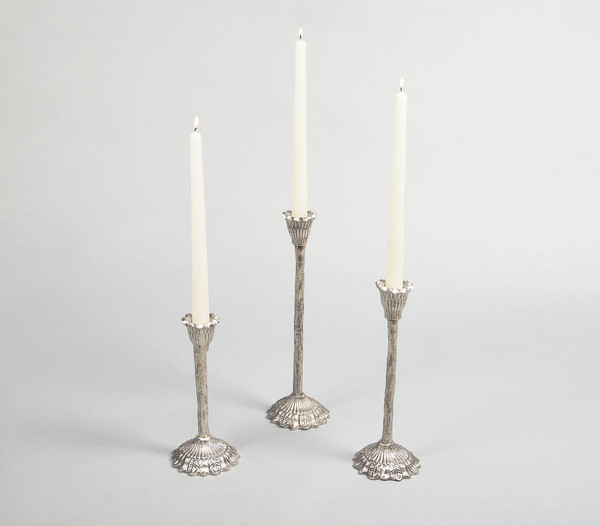 Lacquered Aluminium Vintage Candle Holders (Set of 3)