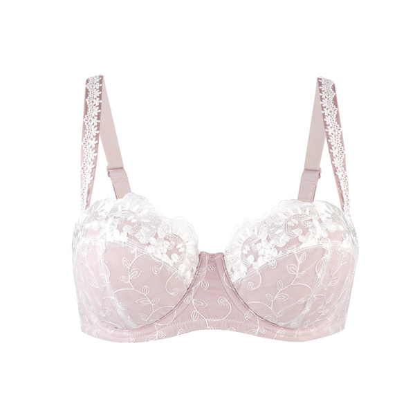 Marshamallow Lace Silk & Organic Cotton Balconette Bra