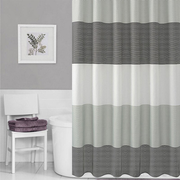 Modern Simple Bathroom Curtain Waterproof Striped Shower Curtains Bathtub Cover Large Wide Mildew-Proof Household With 12 Hooks