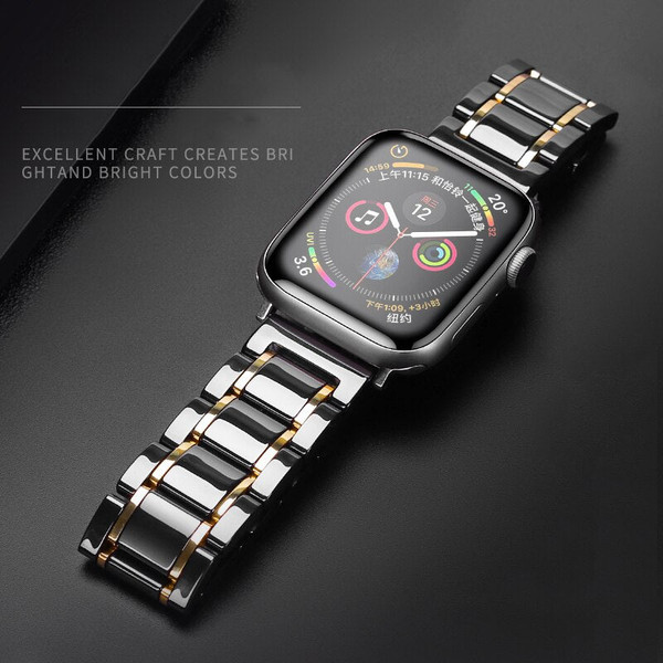 Strap for apple watch band series 6 se 5 4 3 44mm 40mmm Fashion Luxury Ceramic bracelet correa iwatch band 38mm 42mm Accessories