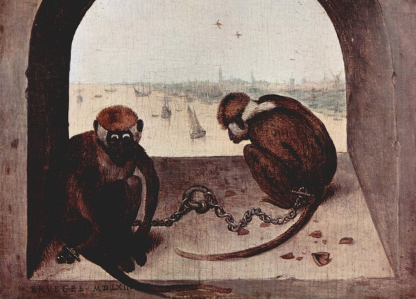 Two Monkeys - Pieter Bruegel the Elder - Greetings Card