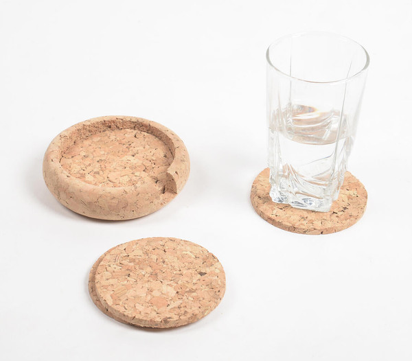 Eco-friendly Classic Round Cork Coasters with Box (Set of 4)