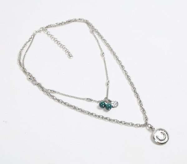 Metallic Chain Charm Layered necklace