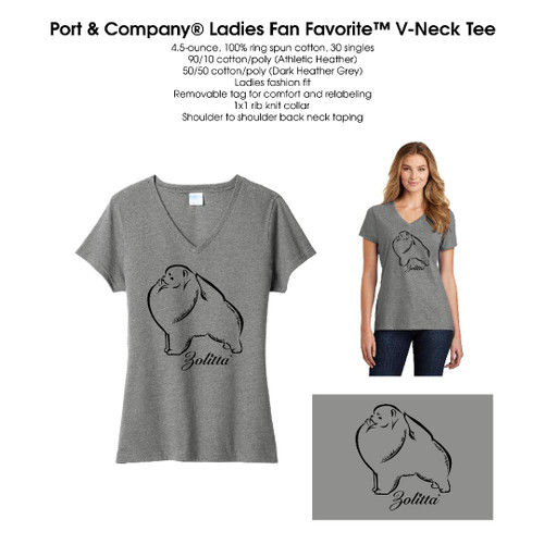 Pomeranian T-shirt V-neck fitted